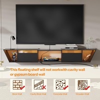Étagère murale flottante moderne en panneaux de particules de qualité supérieure pour téléviseur, avec gestion des câbles et prises électriques, pour salon
