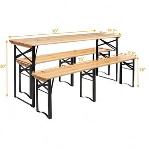 <b>Folding</b> Metal <b>Table</b> with Bench Set for Hospital and Living Room Use Durable Outdoor Event Wedding Banquet <b>Table</b> - Product Image 5