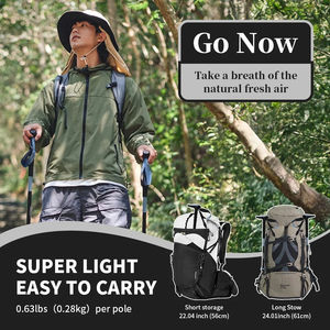 Bâtons <span class=keywords><strong>de</strong></span> randonnée pliables et réglables en alliage d'aluminium 6061 Earthtree à 3 sections pour le <span class=keywords><strong>ski</strong></span>, la randonnée et l'escalade en extérieur - Product Image 3