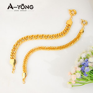 Ayong takı pirinç bilezik bilezik takı seti altın kaplama küba Link zinciri takı kolye kadınlar - Product Image 4