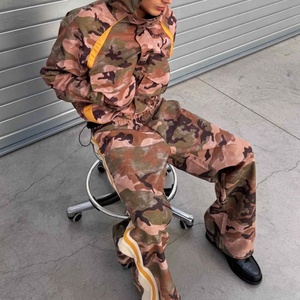 Windbreaker <b>Zip</b> <b>up</b> <b>Jacket</b> and Nylon Pants Camouflage Two Piece Jogger Set Polyester Tracksuits Custom Windbreaker Tracksuit Set - Product Image 2