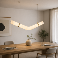 Suspension en albâtre pour îlot de cuisine, style minimaliste espagnol, LED linéaire moderne, pour salle à manger