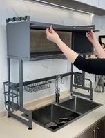 Égouttoir à vaisselle multifonctionnel pour évier, support de rangement et organisateur de cuisine domestique en PC et métal