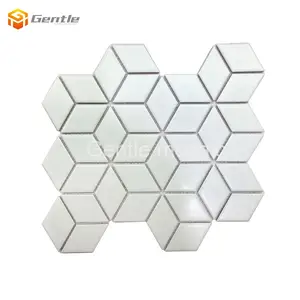 Design semplice bagno da parete in ceramica piastrelle di 6 millimetri di forma romboidale bianco opaco smaltato mosaico di piastrelle backsplash