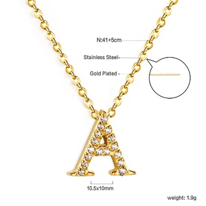 Collar con Colgante de Letras del Alfabeto de la A a la Z en Acero Inoxidable, con Circonitas, Chapado en Oro de 18K, para Mujer - Product Image 5