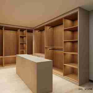 Système de dressing sur mesure BALOM, moderne et luxueux, avec îlot central, grande capacité, en bois, <span class=keywords><strong>pour</strong></span> chambre à coucher. - Product Image 1