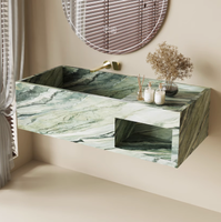Évier de salle de bain en marbre de pierre moderne de luxe, bord étroit, profond, étanche, poli, pour la cuisine, l'extérieur