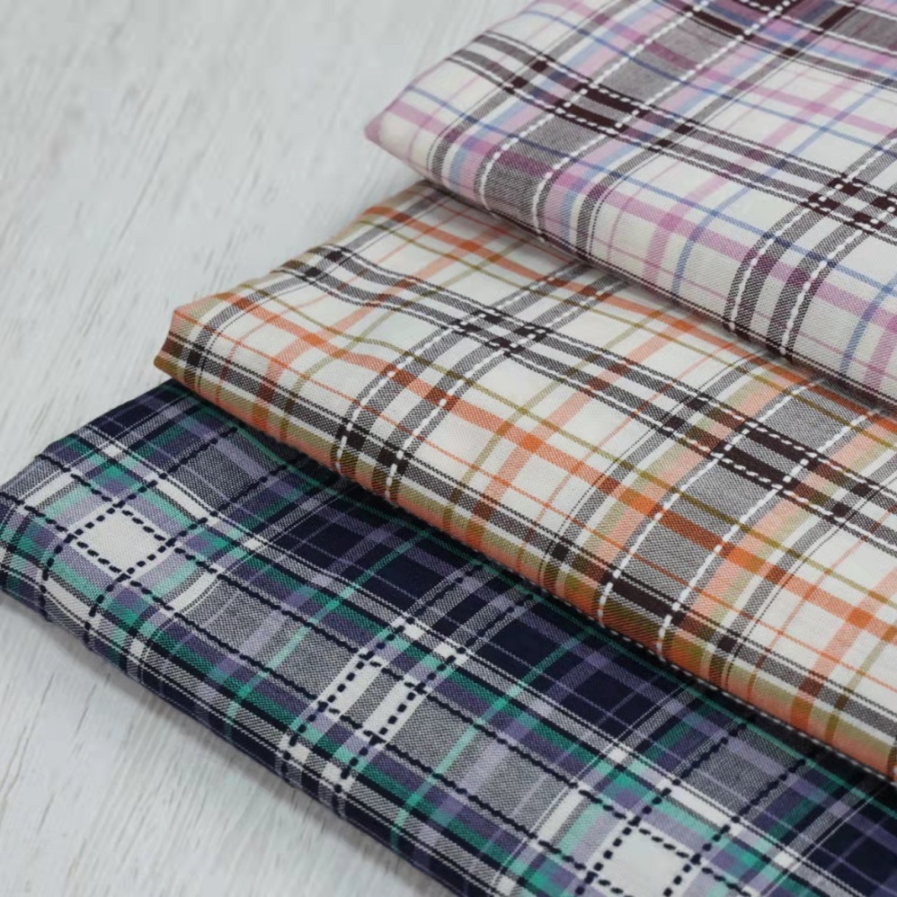 Textile Fabric Eco Friendly Blended Yarn Dyed Woven 60% Cotton 40% Rayon Check Jacquard Fabric for Clothing