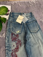 Jean baggy brodé Y2K à motif américain pour homme, style streetwear vintage hip-hop, décontracté, coupe large, pour couple