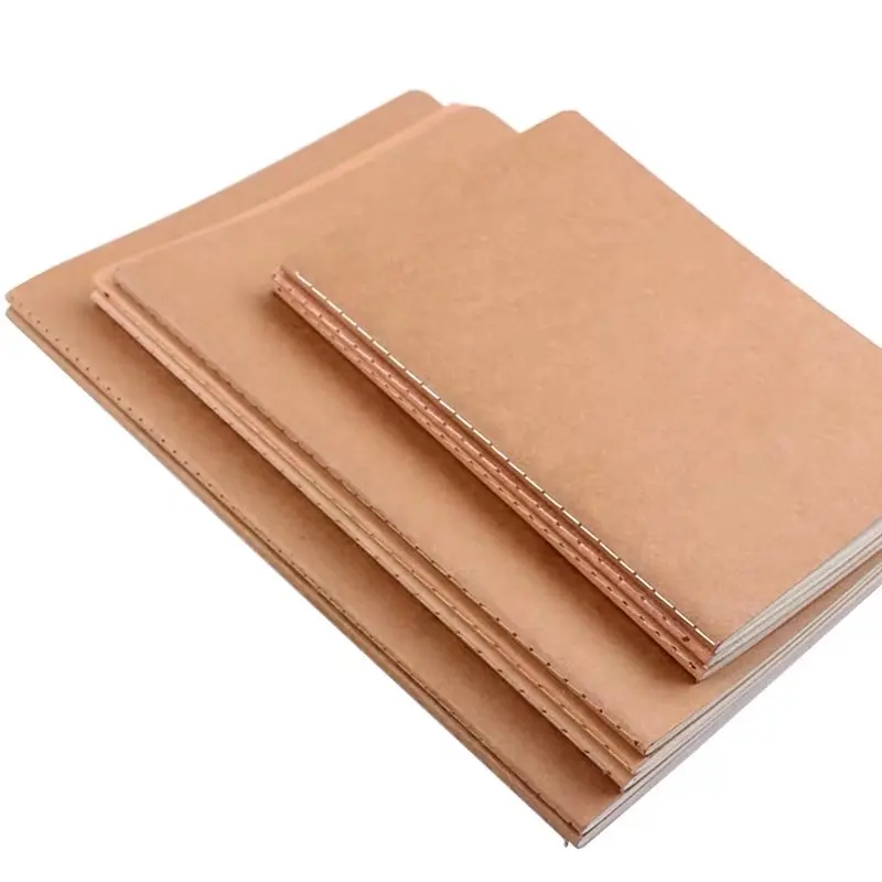 Papel de cubierta de papel Kraft A5 cuaderno, Libro del bosquejo en blanco con la costura vinculante