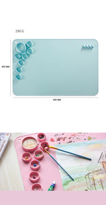 แผ่นรองวาดภาพซิลิโคนแบบใหม่ ล้างทำความสะอาดได้ง่าย ปลอดสาร BPA เป็นมิตรกับสิ่งแวดล้อม ขนาด 60x40 ซม. แผ่นรองระบายสีสำหรับศิลปิน แผ่นรองวาดภาพ - Product Image 4