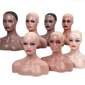 Manken kafaları mang renkler seçmek için eğitim kadın peruk manken kafaları afrika amerikan peruk baş mankeni ekran
