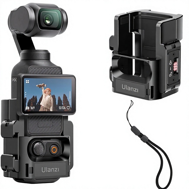 ULANZI PK-06 Expansion Adapter for Osmo Pocket 3 Aluminum Protective Cage Metal Bracket Mount 1/4 Screw Holes /