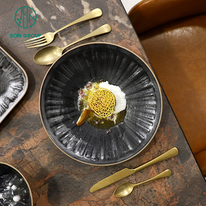 Vaisselle en gros noire, bols ronds en céramique de 7,5/9,5 pouces pour desserts, salades et soupes, couverts de table pour restaurants commerciaux - Product Image 2