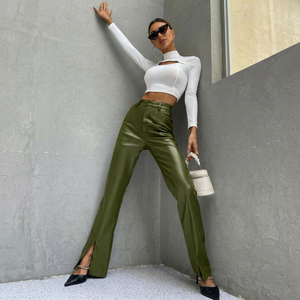 Pantalones Jogger de Piel de Oveja Brillante para Mujer, Cintura Alta, Estilo Urbano, 2026 - Product Image 4