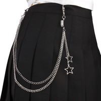 Chaîne de taille et de pantalon Y2K pour hommes et femmes, style streetwear, avec breloques cœur et étoile, chaîne punk hip-hop, accessoire pour jean
