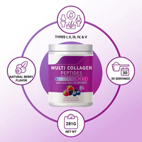 Poudre de Collagène Aromatisée aux Peptides de Collagène, Saveur Orange et Baies d'Açaï, avec Collagène