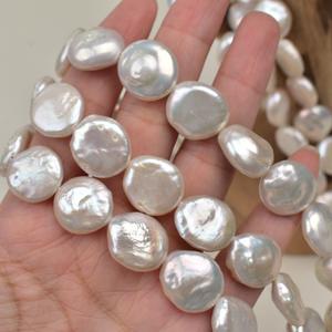 Perla Barroca Natural de Agua Dulce de 15 mm, Forma de Botón Irregular Grande, Perla Suelta para Joyería DIY, Color Blanco y Rosa en Existencia - Product Image 2