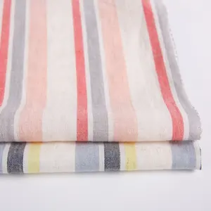 Factory Direct Sale 95gsm Lightweight Stripe Modal Cotton Linen Rayon Soft Breathable Yarn Dyed Fabrics