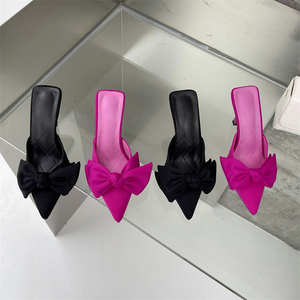 Sandales pour femmes en promotion, nouvelle mode, talons aiguilles à strass et nœud, escarpins pointus pour femmes - Product Image 1