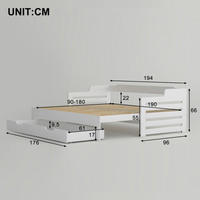 Canapé-lit double moderne rétractable avec tiroirs de rangement, en bois massif, lit double superposé pour enfants, gain de place