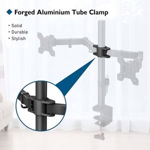 Support multi-écrans en acier réglable de nouvelle conception pour écrans de 10 à 32 pouces avec bras double inclinable à 90 degrés, fixation sur bureau - Product Image 3
