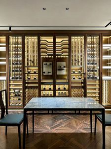 Luxury Custom Stainless Steel Wine <b>Cabinet</b> Constant Temperature Led Light Glass Door Display Rack Home Furniture Hotel Villa - Product Image 4