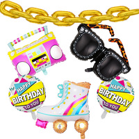 Chaussures à roulettes, ballons de Skate, Radio, patins à roulettes, ballons en aluminium, thème de musique, décoration de fête d'anniversaire, vente en gros