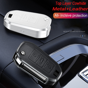 Flip aluminium cuir <span class=keywords><strong>clé</strong></span> <span class=keywords><strong>de</strong></span> voiture couverture <span class=keywords><strong>coque</strong></span> étui pour <span class=keywords><strong>Peugeot</strong></span> 3008 208 308 RCZ 508 408 2008 <span class=keywords><strong>407</strong></span> 307 4008 accessoires protecteur Fob - Product Image 3