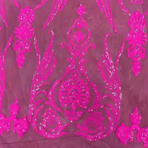 ZSY بسط الزفاف الترتر النسيج النيون الوردي زهرة على شكل فستان من أجل صنع الملابس