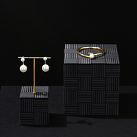 FANXI Noir Bijoux Microfibre Or T Forme Stand Piercing Boucle D'oreille Triangulaire Anneau Organisateur Titulaire