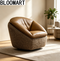 Fauteuil simple en tissu avec structure en bois au design nordique, avec table, moderne, rond, pour salon, hôtel, villa, chambre à coucher, fauteuil pivotant