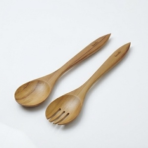 Angela Jumbo Teak Wood <b>Fork</b> boasts 100% solid teak wood craftsmanship, blending Oriental elegance with natural wood durability - Product Image 2