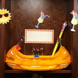 PVC <b>Inflatable</b> Swimming Pool Float 46*22*15.5 Inch Orange Color Ride-On Mattress Lounger Raft for Kids and Pets Relaxation Fun - Product Image 4
