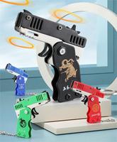 Mainan Promosi Custom LOGO Pistol Karet Mini Tembak-tembakan Pistol Plastik Gantungan Kunci Plastik Pistol Lipat Mainan Pistol Lucu untuk Anak