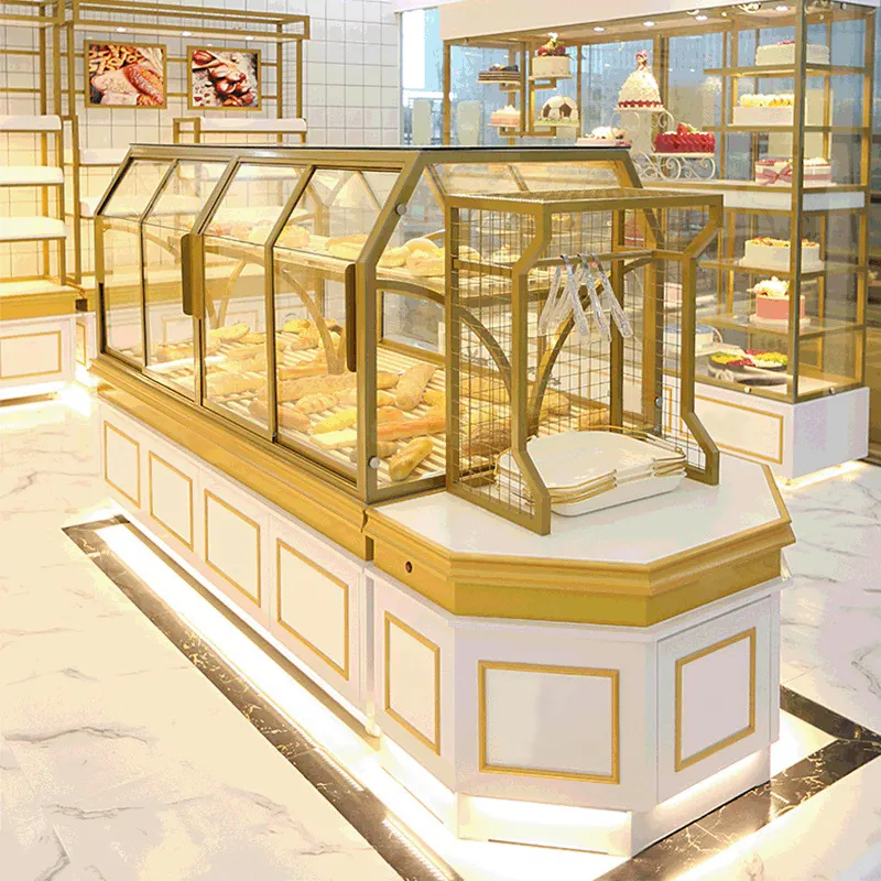 Kainice Source manufacturer bread display cabinet wooden frame chocolate display case stand display for Dessert Shop bakery rack