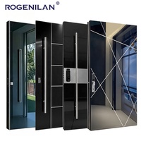 Puerta de Entrada Principal de Aluminio con Vidrio Espejado Insonorizado para Exteriores Rogenilan, Puertas de Seguridad con Cerradura Inteligente