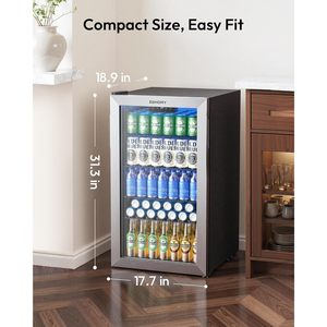 Mini-réfrigérateur EUHOMY 3,2 pieds cubes, refroidisseur de boissons avec porte en verre, contrôle électronique de la température, pour la maison, le bar ou le bureau - Product Image 4
