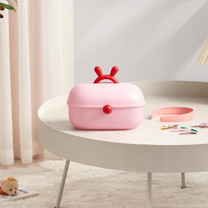 Caja de almacenamiento de accesorios para el cabello de color rosa para niños, organizador de escritorio de 3 niveles para pinzas y bandas para el cabello, set de regalo - Product Image 5