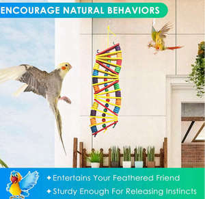 Blocs de bois multicolores Balançoire suspendue debout Nouvel oiseau Grand perroquet Oiseau en papier Jouet à mâcher Perroquets <span class=keywords><strong>Cage</strong></span> Jouet à mordre - Product Image 3