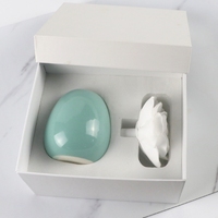 Diffuseur de parfum d'ambiance en céramique bleue de luxe 150 ml, fait main, avec fleur de rose en porcelaine, pour huiles essentielles et aromathérapie