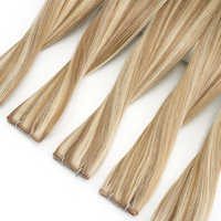 Extensions de cheveux naturels Genius Weft 180g 22 pouces 24 pouces Blond Platine Genius Weft à bandes adhésives et à pointes en kératine Double Drawn Cheveux Remy