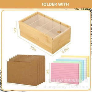 Simple <b>wooden</b> desktop card organizer, office <b>desk</b> flip-top business card holder, document and note organizer. - Product Image 5