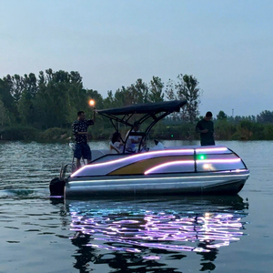 Bateau <span class=keywords><strong>à</strong></span> ponton Allhouse 2026, bateau sportif en aluminium de 4,6 m avec moteur hors-bord et <span class=keywords><strong>remorque</strong></span> pour la pêche - Product Image 1