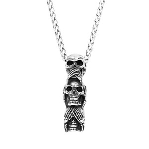 Collar con Colgante de Tres Esqueletos de Acero Inoxidable Yunnique, Estilo Europeo, Cadena Negra para Hombre de 60 cm, Accesorio de Joyería de Moda - Product Image 6