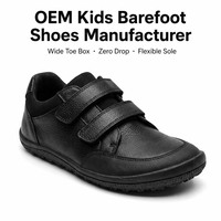 Chaussures d'école en cuir véritable pour enfants, à bout large et zéro drop, fabricant OEM