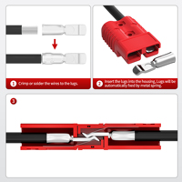 Connecteur rapide de batterie 175A avec cordon de raccordement 1/0 AWG pour treuil, remorque, remorquage 12V 36V 600V avec couvercle