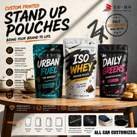 Sachet Doypack Personnalisé Durable avec Encoche Déchirable Facile à Ouvrir en Matière PET/PE(CPP) pour Aliments pour Animaux, Gelées et Produits Consommables