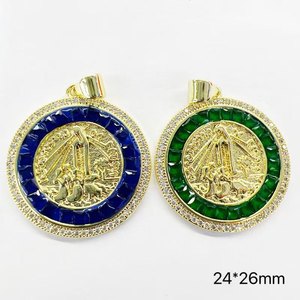 FM-HDP2956 Bonito Amuleto de Resina con Circonita Cúbica Chapado en Oro, <span class=keywords><strong>La</strong></span> Santa Muerte/<span class=keywords><strong>Guadalupe</strong></span>/San Benito, Amuleto Religioso Popular de Latinoamérica - Product Image 6