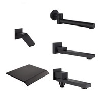 Pommeau de douche encastré rotatif tout en cuivre, avec jet cascade et sortie d'eau inférieure, accessoires pour lavabo et baignoire